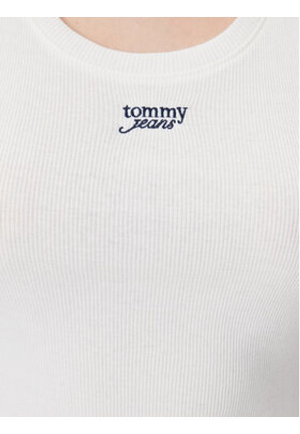 Tommy Jeans Top DW0DW21369 Biały Slim Fit. Kolor: biały. Materiał: bawełna