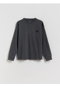 Reserved - Longsleeve z nadrukiem - ciemnoszary. Kolor: szary. Materiał: bawełna, dzianina. Długość rękawa: długi rękaw. Wzór: nadruk