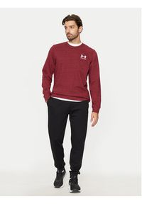 Under Armour Bluza Ua Rival Terry 1370404 Bordowy Relaxed Fit. Kolor: czerwony. Materiał: bawełna