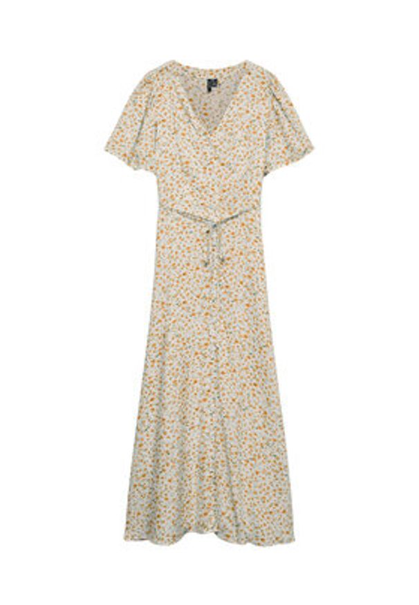 Vero Moda Sukienka codzienna Alba 10330301 Żółty Regular Fit. Okazja: na co dzień. Kolor: żółty. Materiał: wiskoza. Typ sukienki: proste. Styl: casual