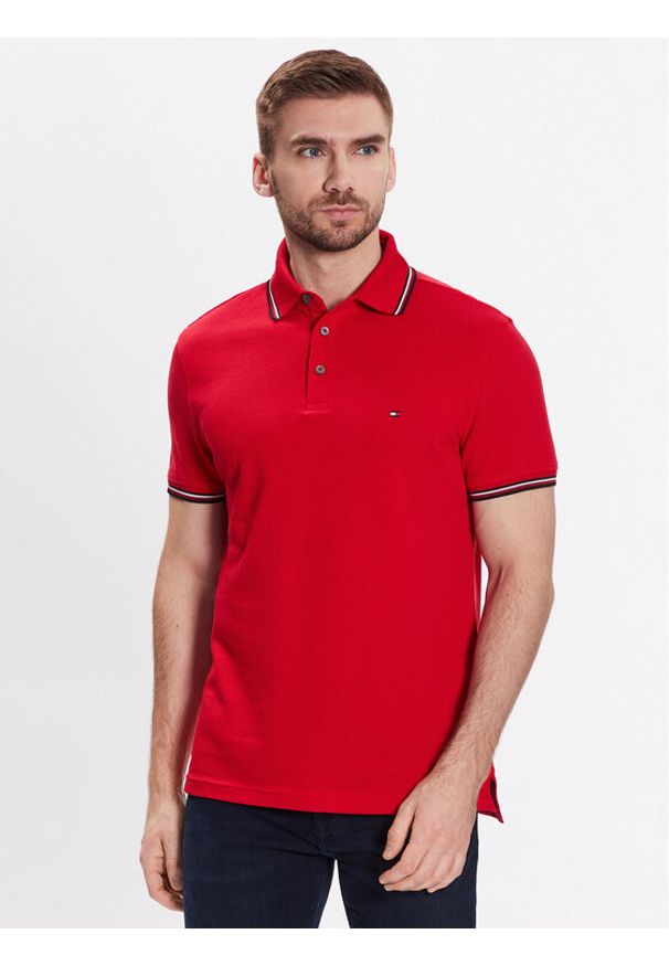 TOMMY HILFIGER - Tommy Hilfiger Polo 1985 Rwb Tipped MW0MW30750 Czerwony Slim Fit. Typ kołnierza: polo. Kolor: czerwony. Materiał: bawełna
