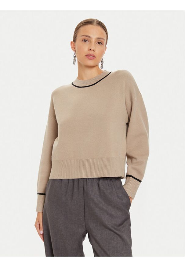 Vero Moda Sweter Saba 10318077 Beżowy Regular Fit. Kolor: beżowy. Materiał: syntetyk