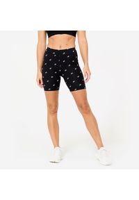 DOMYOS - Legginsy krótkie fitness damskie Domyos. Kolor: czarny. Materiał: bawełna, elastan, materiał. Długość: krótkie. Sport: fitness