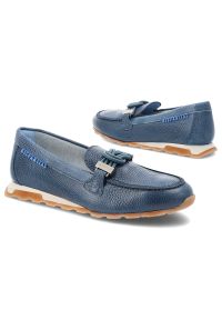 Półbuty damskie Hispanitas, ze skóry naturalnej o fakturze ziarnistej z niską cholewką i paskiem na podbiciu oraz ozdobna klamra z przodu, niebieskie. Okazja: na co dzień. Wysokość cholewki: przed kostkę. Zapięcie: klamry. Kolor: niebieski. Materiał: skóra. Szerokość cholewki: normalna. Styl: casual, elegancki #8