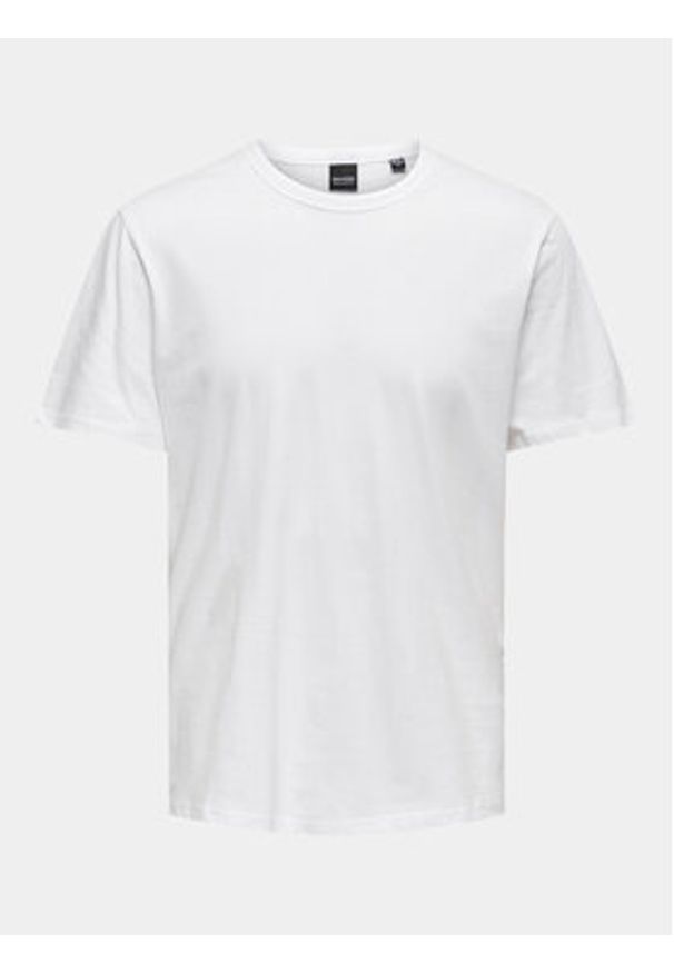 Only & Sons T-Shirt Smart 22026726 Biały Regular Fit. Kolor: biały. Materiał: bawełna