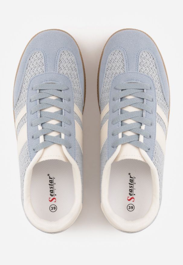 Born2be - Niebieskie Sneakersy Kultowe Tenisówki z Plecioną Strukturą Loraebelle. Nosek buta: okrągły. Zapięcie: sznurówki. Kolor: niebieski. Materiał: skóra, materiał. Obcas: na obcasie. Wysokość obcasa: niski