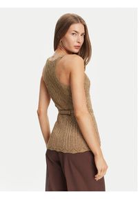 TwinSet - TWINSET Top 251TT3195 Beżowy Slim Fit. Kolor: beżowy. Materiał: wiskoza #4