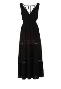 Born2be - Czarna Sukienka Rhenemisa. Kolor: czarny. Materiał: koronka. Długość rękawa: na ramiączkach. Typ sukienki: kopertowe. Długość: maxi #6