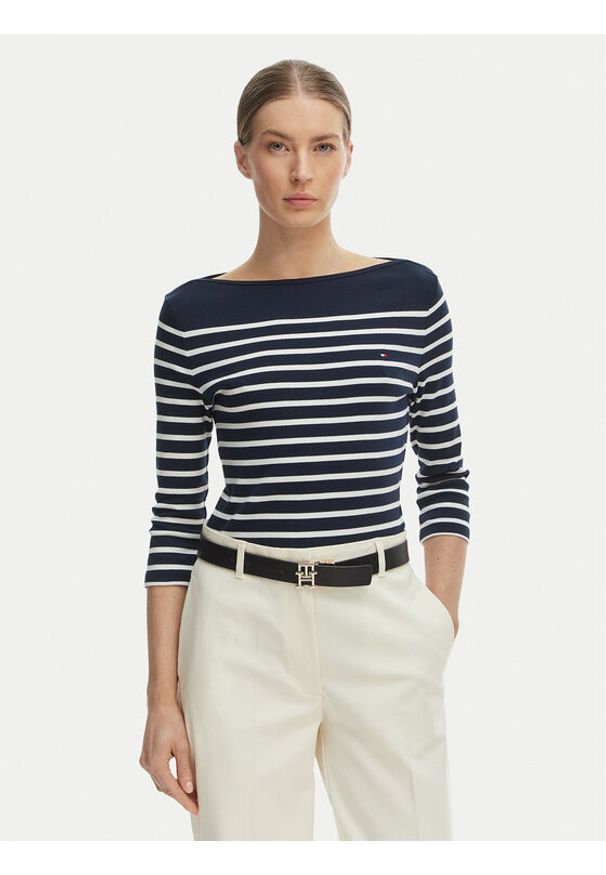 TOMMY HILFIGER - Tommy Hilfiger Bluzka New Cody WW0WW40589 Granatowy Slim Fit. Kolor: niebieski. Materiał: bawełna