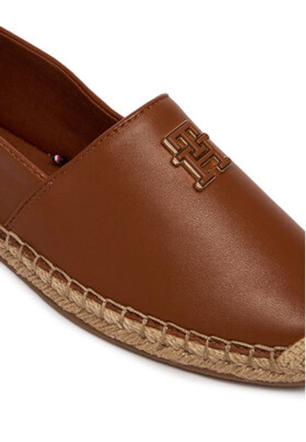 TOMMY HILFIGER - Tommy Hilfiger Espadryle Th Logo Leather Espadrille FW0FW09246 Brązowy. Kolor: brązowy. Materiał: skóra