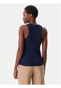 TOMMY HILFIGER - Tommy Hilfiger Top WW0WW38635 Granatowy Slim Fit. Kolor: niebieski. Materiał: wiskoza