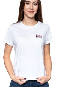 Lee - LEE T SHIRT DAMSKI LOGO TEE WHITE L41WHC14. Wzór: nadruk