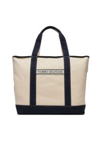TOMMY HILFIGER - Tommy Hilfiger Torebka Th Summer Canvas Tote AW0AW17421 Beżowy. Kolor: beżowy