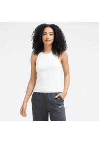 Koszulka damska New Balance WT33536SST – biała. Kolor: biały. Materiał: dresówka, bawełna