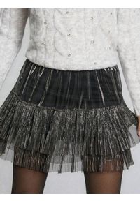 Sinsay - Spódnica mini z połyskiem - srebrny. Kolor: srebrny #1