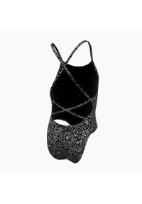 Strój pływacki jednoczęściowy dziecięcy Nike Hydrastrong Charms Multi Print Lace. Kolor: czarny. Wzór: nadruk