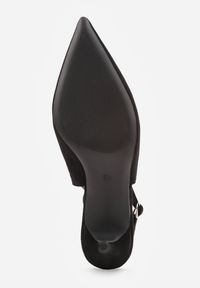 Renee - Czarne Sandały na Szpilce w Stylu Slingback Tarosie. Okazja: na co dzień. Zapięcie: sprzączka. Kolor: czarny. Materiał: jeans. Sezon: wiosna. Obcas: na szpilce. Styl: casual, elegancki #8