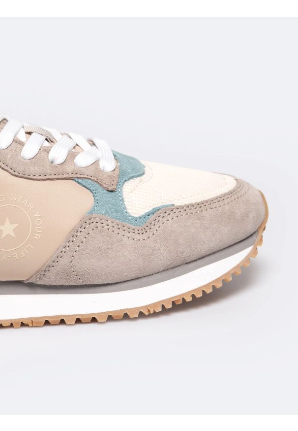 Big-Star - Sneakersy damskie z kolorowymi wstawkami beżowe RR274252 801. Okazja: na co dzień. Kolor: beżowy. Materiał: materiał. Wzór: kolorowy