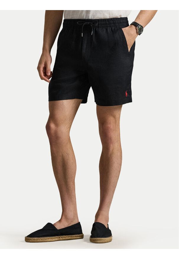 Polo Ralph Lauren Szorty materiałowe 710P08205504 Czarny Regular Fit. Kolor: czarny. Materiał: len