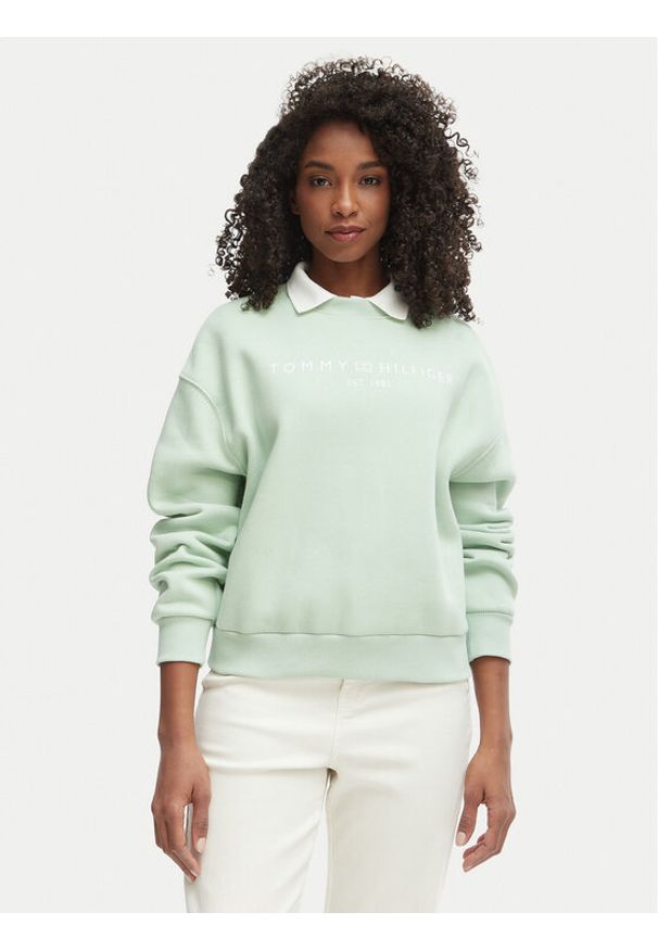 TOMMY HILFIGER - Tommy Hilfiger Bluza WW0WW47831 Zielony Regular Fit. Kolor: zielony. Materiał: bawełna