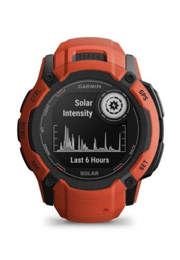 GARMIN - Garmin Instinct 2X Solar (ognistoczerwony / ognistoczerwony pasek). Rodzaj zegarka: smartwatch. Styl: biznesowy, militarny