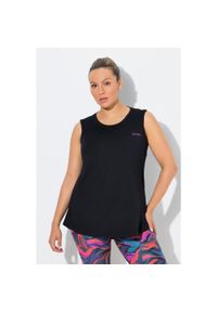 ULLA POPKEN - Damskie Top zintegrowany biustonosz trapezowy krój okrągły dekolt bez rękawów. Kolekcja: plus size. Kolor: czarny. Materiał: poliester, elastan, materiał. Długość rękawa: bez rękawów #1