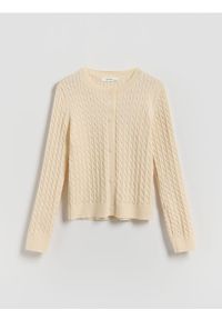 Reserved - Dzianinowy kardigan - złamana biel. Materiał: dzianina