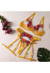 Intica - Haftowana bielizna zestaw z eleganckimi detalami Frea. Kolor: wielokolorowy. Materiał: tkanina, materiał. Wzór: haft