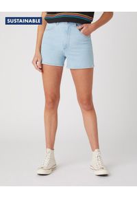 Wrangler - DAMSKIE SZORTY JEANSOWE WRANGLER MOM SHORT CLOUD NINE W22D-ZH-25E 112127804. Materiał: jeans