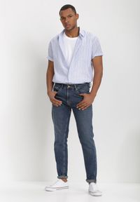 Born2be - Biało-Niebieska Koszula Othriphi. Okazja: na co dzień. Kolekcja: plus size. Kolor: biały. Materiał: jeans, tkanina. Długość rękawa: krótki rękaw. Długość: krótkie. Wzór: gładki, paski. Styl: klasyczny, casual