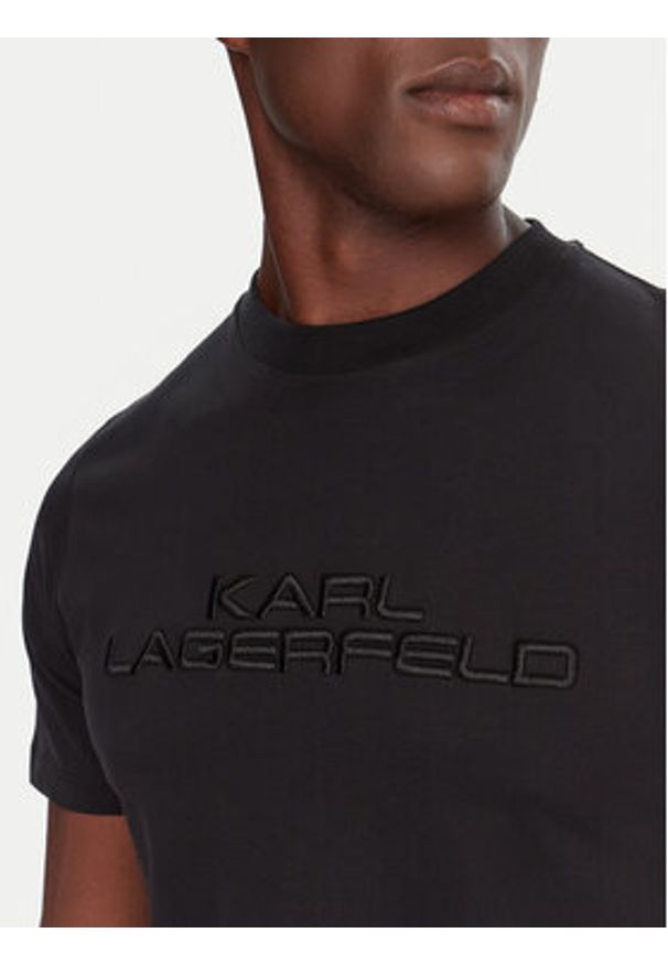 Karl Lagerfeld - KARL LAGERFELD T-Shirt 755037 554227 Czarny Regular Fit. Typ kołnierza: dekolt w karo. Kolor: czarny. Materiał: bawełna