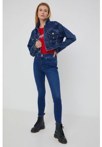 Tommy Jeans jeansy CE353 damskie high waist. Stan: podwyższony. Kolor: niebieski #4