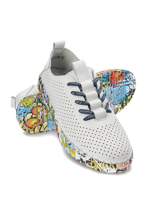 Białe Półbuty Artiker Wygodne Sneakersy Damskie. Okazja: na spacer. Kolor: biały. Materiał: skóra. Szerokość cholewki: normalna
