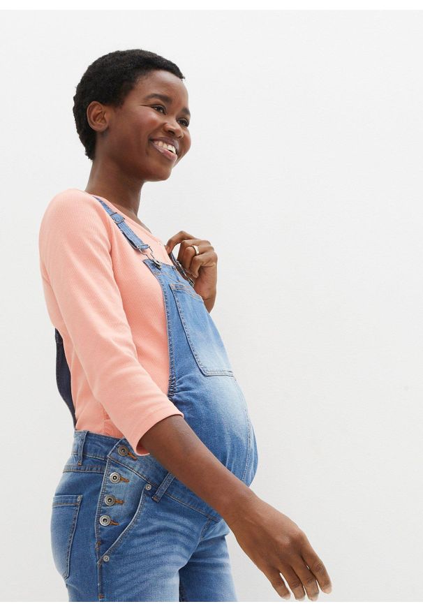 bonprix - Ogrodniczki dżinsowe ciążowe STRAIGHT. Kolekcja: moda ciążowa. Kolor: niebieski