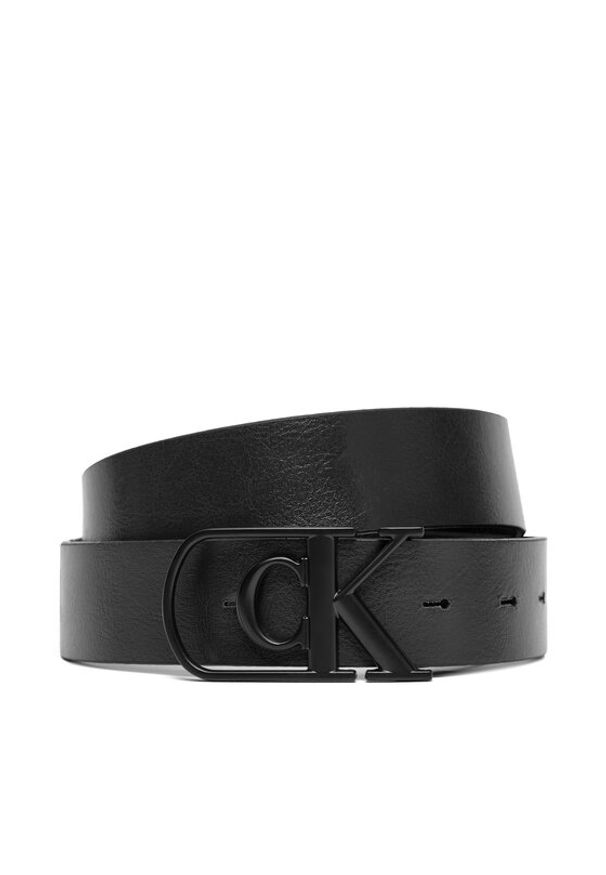 Calvin Klein Pasek Męski Curve Monogram Buckle 32Mm Rev LV04D7021G Czarny. Kolor: czarny. Materiał: skóra