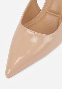 Renee - Ciemnobeżowe Eleganckie Szpilki Slingback VICES z Ozdobną Aplikacją przy Pasku Natera. Zapięcie: pasek. Kolor: beżowy. Wzór: aplikacja. Obcas: na szpilce. Styl: elegancki. Wysokość obcasa: średni #4