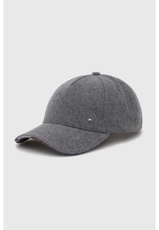 TOMMY HILFIGER - Tommy Hilfiger czapka z daszkiem kolor szary melanżowa. Kolor: szary. Wzór: melanż