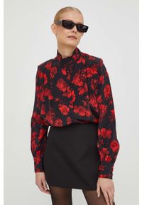 The Kooples koszula jedwabna kolor czarny regular ze stójką. Typ kołnierza: kołnierzyk stójkowy. Kolor: czarny. Materiał: jedwab. Długość rękawa: długi rękaw. Długość: długie #2