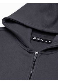 Ombre Clothing - Bluza męska rozpinana hoodie z nadrukami - grafitowa V1 B1423 - L. Kolor: szary. Materiał: elastan, bawełna, poliester. Wzór: nadruk