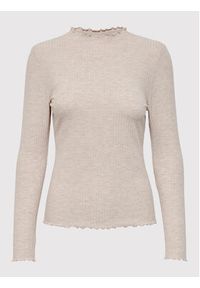 only - ONLY Bluzka Emma 15180040 Beżowy Slim Fit. Kolor: beżowy. Materiał: wiskoza, syntetyk #2