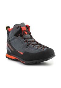 LA SPORTIVA - Buty trekkingowe męskie La Sportiva La Boulder X Mid Gtx. Wysokość cholewki: za kostkę. Kolor: pomarańczowy, wielokolorowy, szary. Materiał: materiał, skóra. Szerokość cholewki: normalna