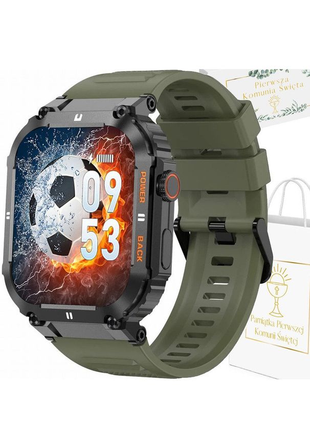 Gravity - Zegarek chłopięcy KOMUNIA SMARTWATCH GRAVITY LUTON GT6-6 czarny/ khaki gumowy. Rodzaj zegarka: smartwatch. Kolor: brązowy, czarny, wielokolorowy. Materiał: guma