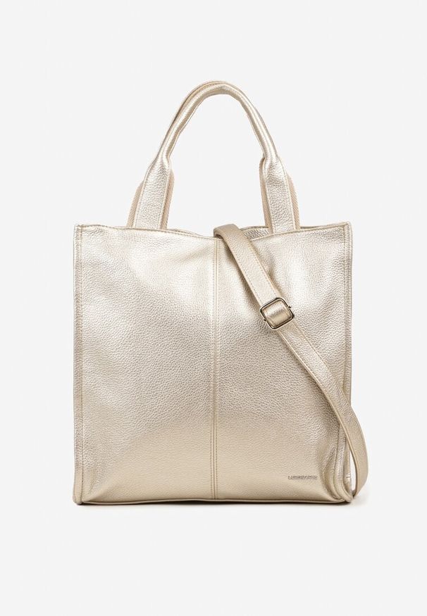 Renee - Złota Duża Torebka Shopper Tote z Regulowanym Paskiem Sorielleza. Kolor: złoty. Sezon: lato. Rozmiar: duże. Styl: casual. Rodzaj torebki: na ramię