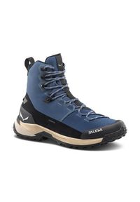 Buty trekkingowe damskie Salewa Puez Winter Mid Powertex. Wysokość cholewki: za kostkę. Zapięcie: sznurówki. Kolor: niebieski. Materiał: materiał. Szerokość cholewki: normalna