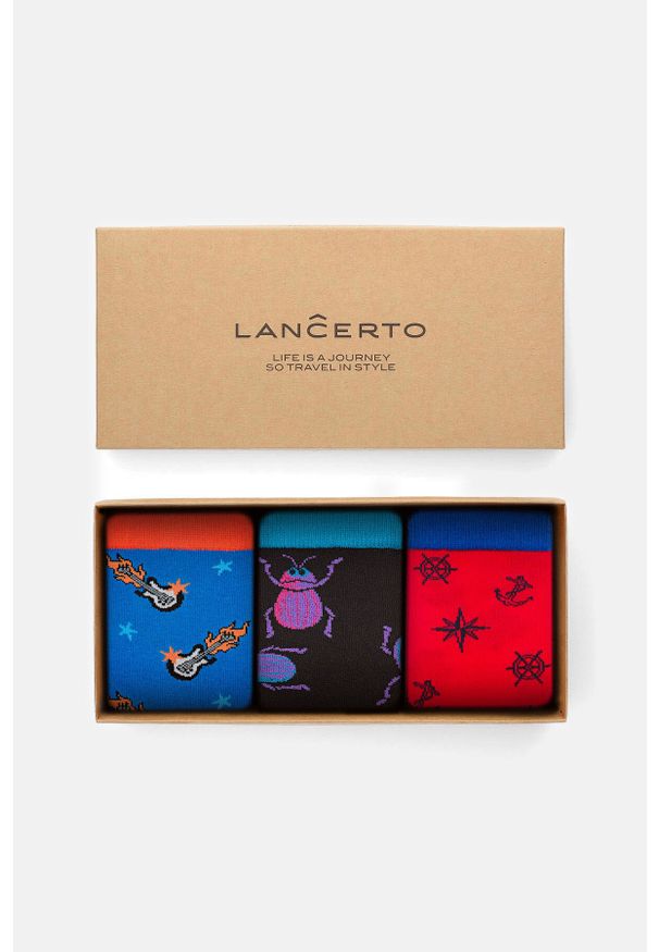 Lancerto - Zestaw 3 Par Skarpet. Materiał: elastan, dzianina, włókno, poliamid, bawełna. Wzór: gładki, kolorowy