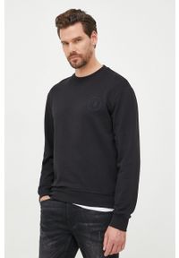 Trussardi Jeans - Trussardi bluza bawełniana męska kolor czarny gładka. Kolor: czarny. Materiał: bawełna. Wzór: gładki