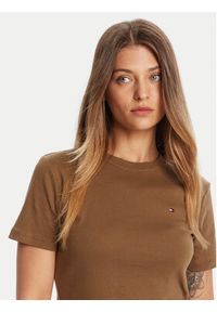TOMMY HILFIGER - Tommy Hilfiger T-Shirt New Cody WW0WW40587 Brązowy Slim Fit. Kolor: brązowy. Materiał: bawełna