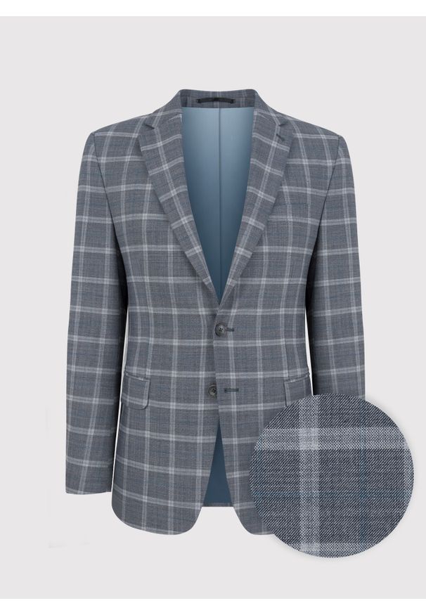 Pako Lorente - PAKO LORENTE – Szara marynarka garniturowa w kratę z wełną. Kolor: szary. Materiał: wełna. Styl: elegancki