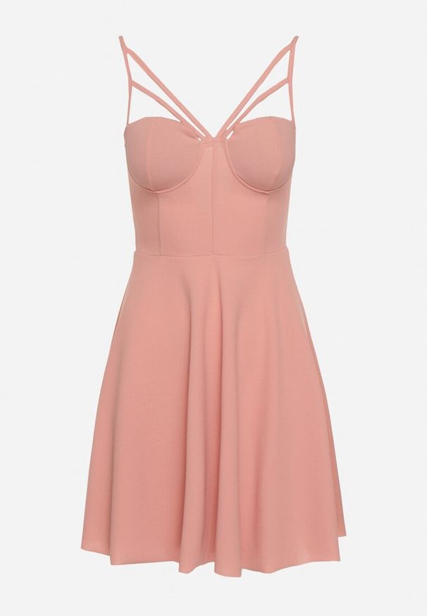 Born2be - Ciemnoróżowa Rozkloszowana Gorsetowa Sukienka na Ramiączkach z Usztywnianymi Miseczkami Brindia. Okazja: na co dzień, na imprezę. Typ kołnierza: dekolt gorset. Kolor: różowy. Materiał: jeans. Długość rękawa: na ramiączkach. Sezon: lato. Typ sukienki: gorsetowe. Styl: wizytowy, klasyczny, casual