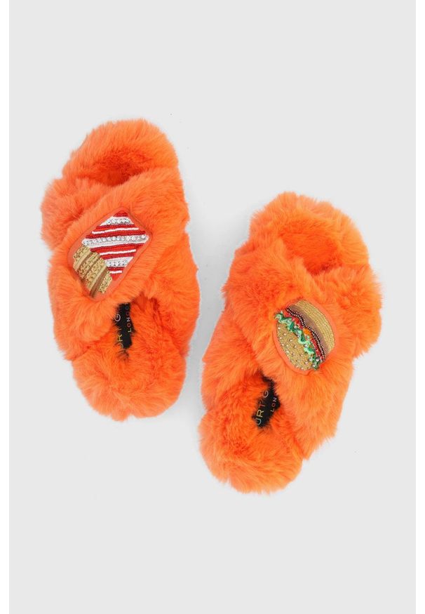 Kurt Geiger London - Kapcie Junkfort. Kolor: pomarańczowy. Materiał: materiał, guma. Wzór: gładki